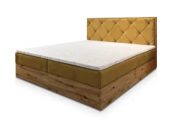 Lit Boxspring FOSCO 140X200 CM KRONOS 01, Jaune, Lit avec matelas et rangement