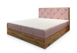 Lit Boxspring FOSCO 140X200 CM KRONOS 27, Rose, Lit avec matelas et rangement