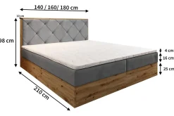 Lit Boxspring FOSCO 140X200 CM KRONOS 27, Rose, Lit avec matelas et rangement
