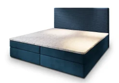 Lit Boxspring GIARRO 140X200 CM POSO 05 + KRONOS 05, Bleu, Lit avec matelas et rangement