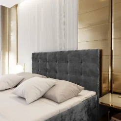 Lit Boxspring GLOS 140X200 CM KRONOS 06, Marron, Lit avec matelas et rangement