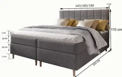 Lit Boxspring IBIZA 140X200 CM INARI 22, Beige, Lit avec matelas et rangement