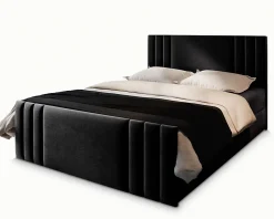 Lit Boxspring KANES 140X200 CM CASABLANCA 16, Noir, Lit avec matelas et rangement