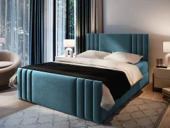 Lit Boxspring KANES 180X200 CM CASABLANCA 13, Bleu, Lit avec matelas et rangement