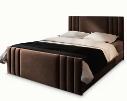 Lit Boxspring KANES 180X200 CM CASABLANCA 08, Marron, Lit avec matelas et rangement