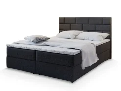 Lit Boxspring KERLO 160x200 CM INARI 100, Noir, Lit avec matelas et rangement