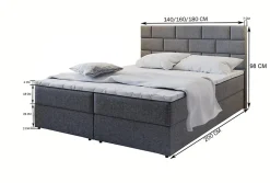 Lit Boxspring KERLO 160x200 CM INARI 100, Noir, Lit avec matelas et rangement