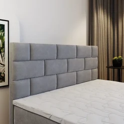 Lit Boxspring KERLO 160X200 CM COSMIC 160, Gris, Lit avec matelas et rangement