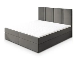 Lit Boxspring LARIO 160X200 CM KRONOS 15, Gris, Lit avec matelas et rangement
