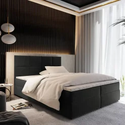 Lit Boxspring LENA 160X200 CM KRONOS 34, Graphite, Lit avec matelas et rangement