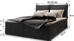 Lit Boxspring LENTE 140X200 CM MONOLITH 02, Crème, Lit avec matelas et rangement