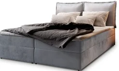 Lit Boxspring LENTE 160X200 CM MONOLITH 84, Gris clair, Lit avec matelas et rangement