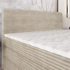 Lit Boxspring LUNERA 180X200 CM TILIA 03, Crème, Lit avec matelas et rangement