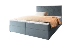 Lit Boxspring MADO 160X200 CM INARI 72, Bleu, Lit avec matelas et rangement
