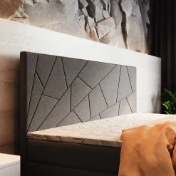 Lit Boxspring MADO 140X200 CM INARI 91, Gris clair, Lit avec matelas et rangement