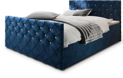 Lit Boxspring MANDI 160X200 CM MAGIC VELVET 2216, Bleu, Lit avec matelas et rangement