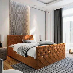 Lit Boxspring MANDI 180X200 CM MAGIC VELVET 2213, Cuivre, Lit avec matelas et rangement