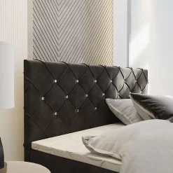 Lit Boxspring MANDI 180X200 CM MAGIC VELVET 2221, Bleu, Lit avec matelas et rangement