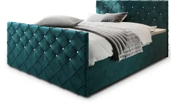 Lit Boxspring MANDI 180X200 CM MAGIC VELVET 2221, Bleu, Lit avec matelas et rangement