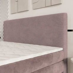 Lit Boxspring MATERN 140X200 CM POSO 27 + KRONOS 27, Rose, Lit avec matelas et rangement