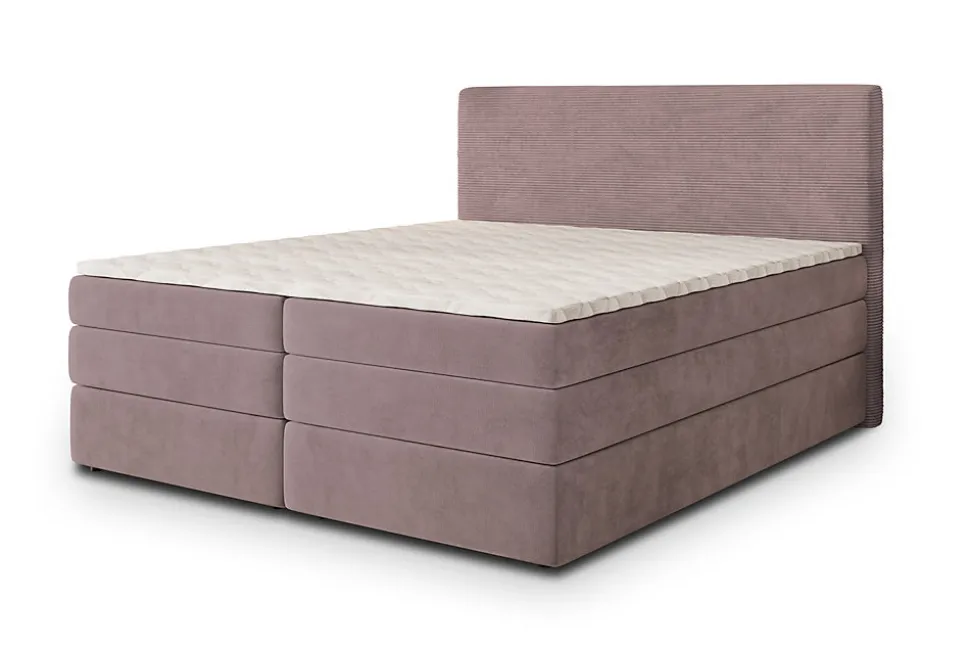 Lit Boxspring MATERN 180X200 CM POSO 27 + KRONOS 27, Rose, Lit avec matelas et rangement