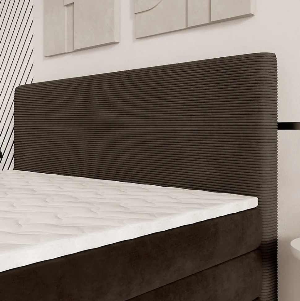 Lit Boxspring MATERN 180X200 CM POSO 06 + KRONOS 06, Marron, Lit avec matelas et rangement