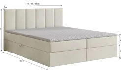 Lit Boxspring MERIL 140X200 CM SORO 97, Graphite, Lit avec matelas et rangement