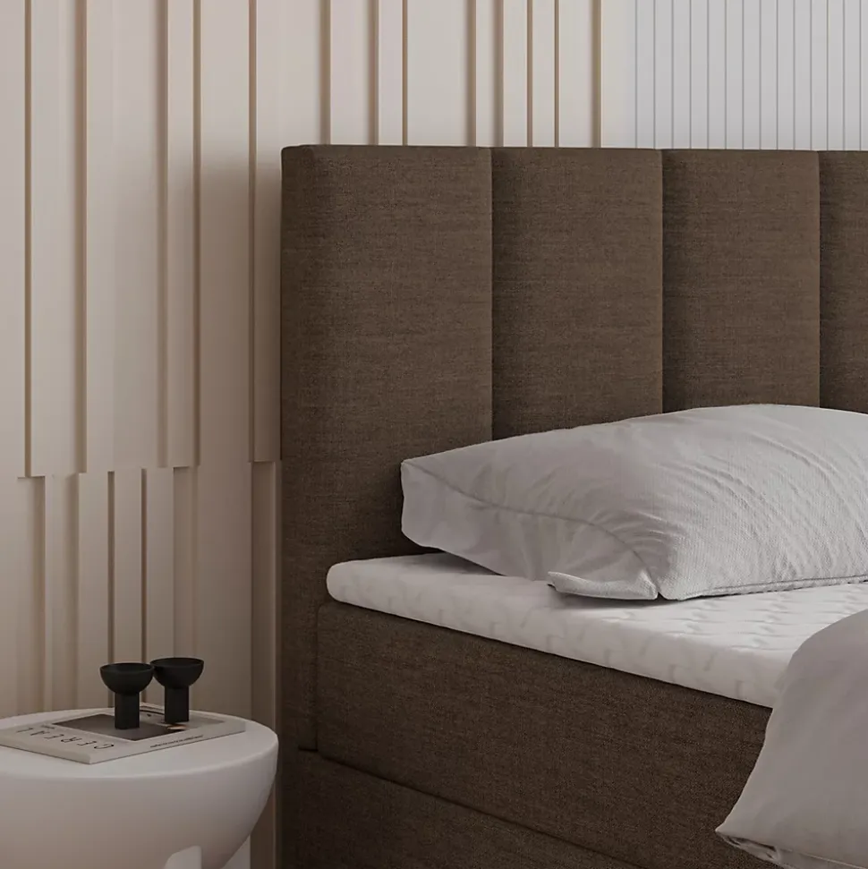 Lit Boxspring MERIL 180X200 CM SAWANA 16, Marron, Lit avec matelas et rangement