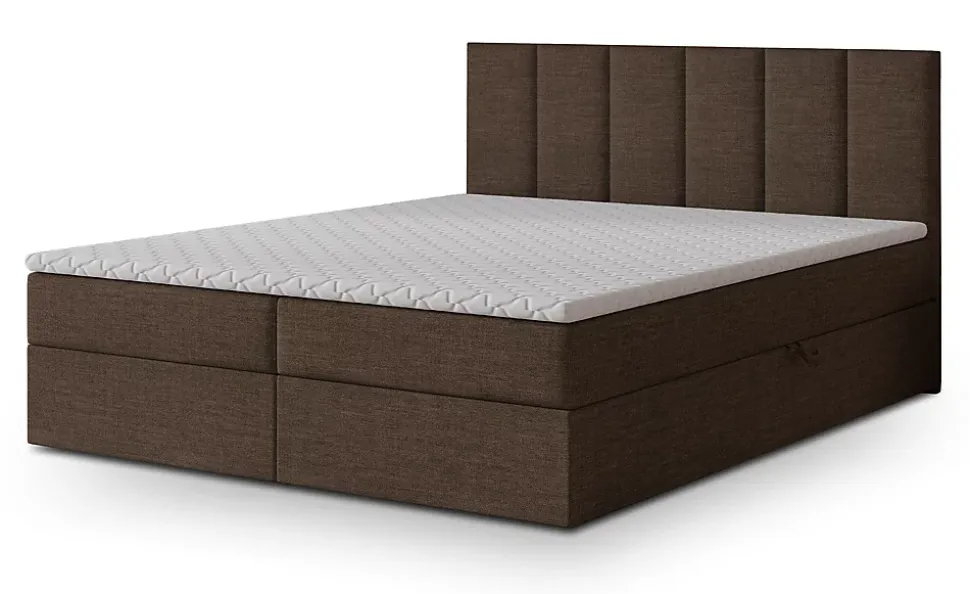 Lit Boxspring MERIL 180X200 CM SAWANA 16, Marron, Lit avec matelas et rangement