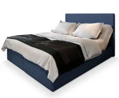 Lit Boxspring MILARA 160X200 CM TILIA 77, Bleu, Lit avec matelas et rangement