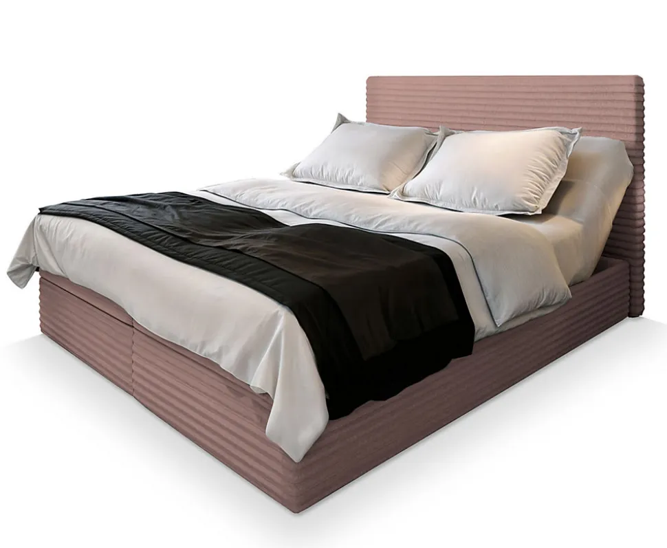 Lit Boxspring MILARA 160X200 CM TILIA 62, Rose, Lit avec matelas et rangement