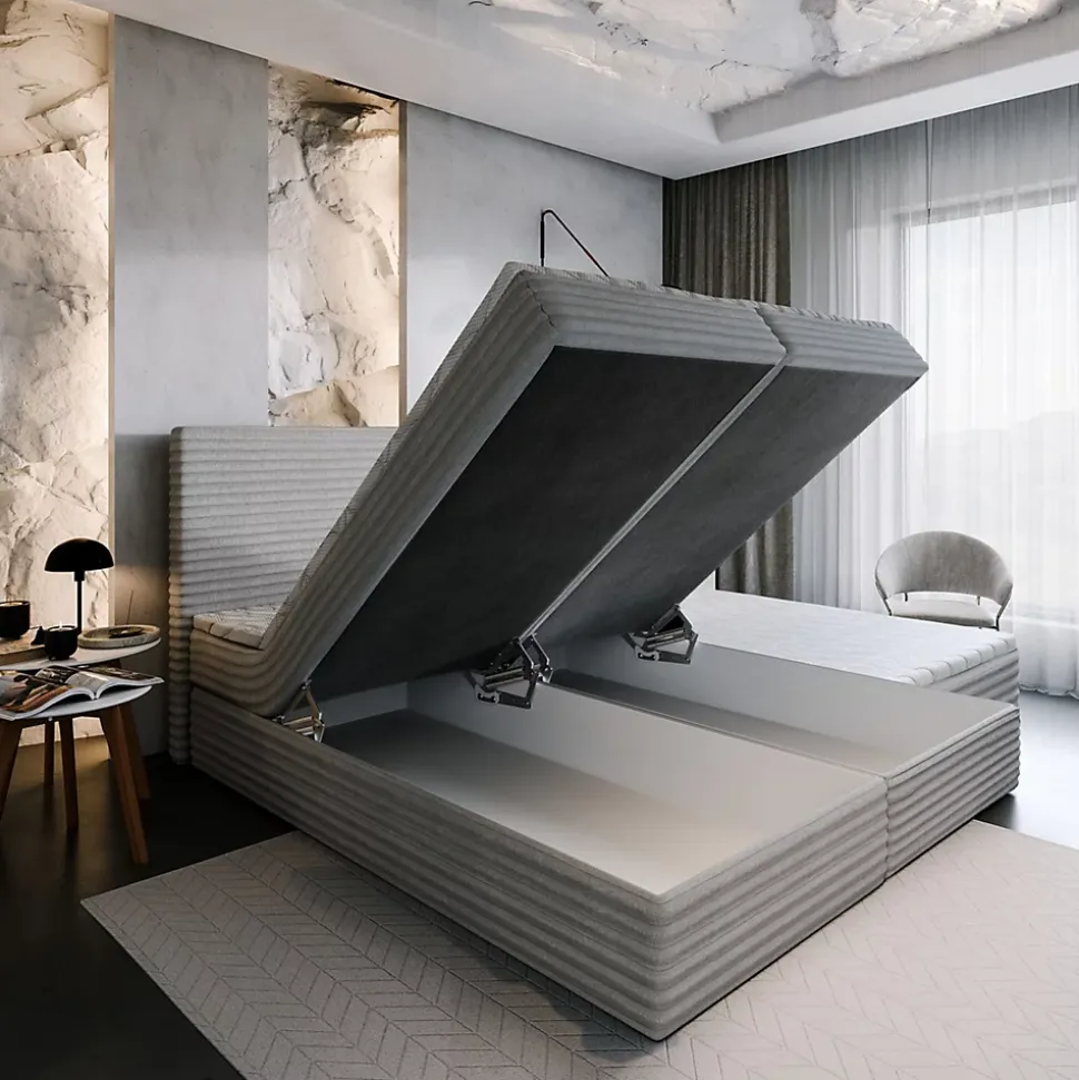 Lit Boxspring MILARA 160X200 CM TILIA 52, Cuivre, Lit avec matelas et rangement