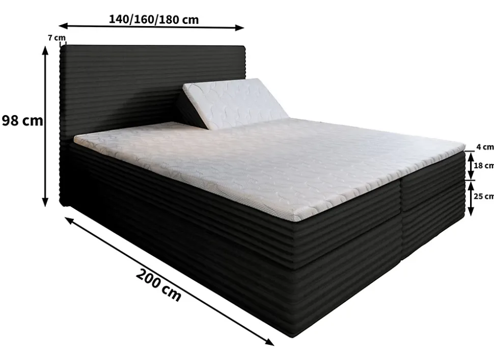Lit Boxspring MILARA 160X200 CM TILIA 52, Cuivre, Lit avec matelas et rangement