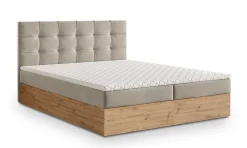 Lit Boxspring MOLVEN 180X200 CM SORO 21, Beige, Lit avec matelas et rangement