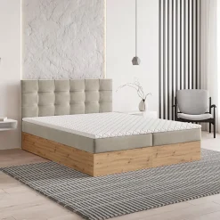 Lit Boxspring MOLVEN 180X200 CM SORO 21, Beige, Lit avec matelas et rangement