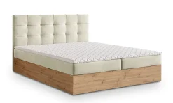 Lit Boxspring MOLVEN 140X200 CM SORO 02, Crème, Lit avec matelas et rangement