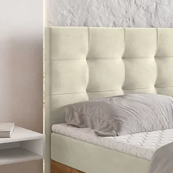 Lit Boxspring MOLVEN 140X200 CM SORO 02, Crème, Lit avec matelas et rangement