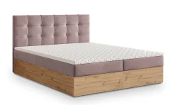 Lit Boxspring MOLVEN 140X200 CM SORO 61, Rose, Lit avec matelas et rangement