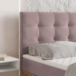Lit Boxspring MOLVEN 140X200 CM SORO 61, Rose, Lit avec matelas et rangement