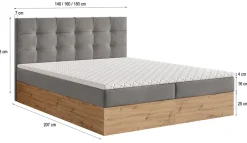 Lit Boxspring MOLVEN 180X200 CM SORO 100, Noir, Lit avec matelas et rangement