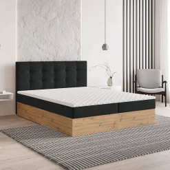 Lit Boxspring MOLVEN 180X200 CM SORO 100, Noir, Lit avec matelas et rangement