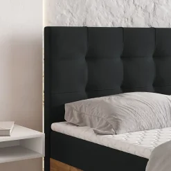 Lit Boxspring MOLVEN 180X200 CM SORO 100, Noir, Lit avec matelas et rangement