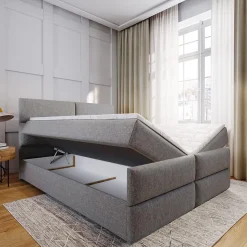 Lit Boxspring MULEN 160X200 CM SAWANA 14, Noir, Lit avec matelas et rangement