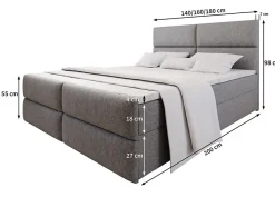 Lit Boxspring MULEN 180X200 CM SAWANA 21, Gris clair, Lit avec matelas et rangement