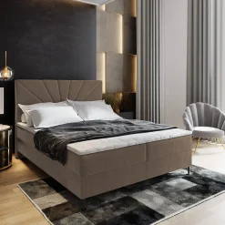 Lit Boxspring MURI 160X200 CM COSMIC 800, Marron, Lit avec matelas et rangement