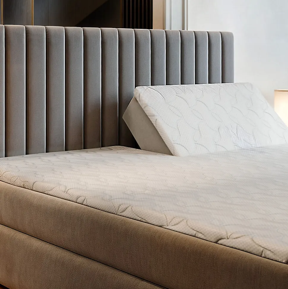 Lit Boxspring MURLO 180X200 CM KRONOS 13, Bleu, Lit avec matelas et rangement