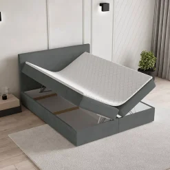 Lit Boxspring NIRA 180X200 CM ROMA 24, Gris, Lit avec matelas et rangement