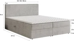 Lit Boxspring NIRA 140X200 CM ROMA 08, Jaune, Lit avec matelas et rangement