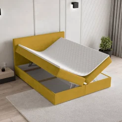 Lit Boxspring NIRA 140X200 CM ROMA 08, Jaune, Lit avec matelas et rangement