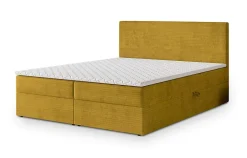 Lit Boxspring NIRA 140X200 CM ROMA 08, Jaune, Lit avec matelas et rangement